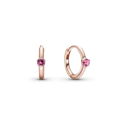Pandora - Rosa forgyldte creoler med lyserød sten - 289304C03