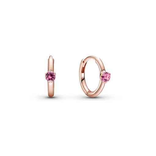 Pandora - Rosa forgyldte creoler med lyserød sten - 289304C03