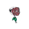 Pandora - Rose charm i sølv med røde sten - 793201c02