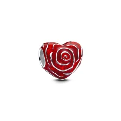 Pandora - Rose hjerte charm i sølv og emalje - 793673c01