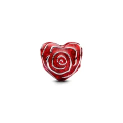 Pandora - Rose hjerte charm i sølv og emalje - 793673c01