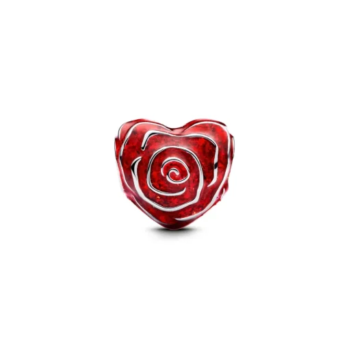 Pandora - Rose hjerte charm i sølv og emalje - 793673c01