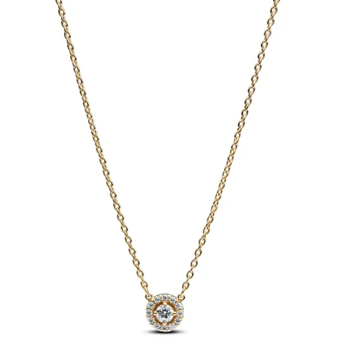 Pandora - Rund pavé halo halskæde i forgyldt - 363548c01-45