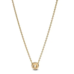 Pandora - Rund pavé halo halskæde i forgyldt - 363548c01-45