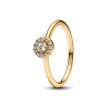 Pandora - Rund pavé Halo ring i forgyldt - 163554c01