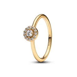 Pandora - Rund pavé Halo ring i forgyldt - 163554c01