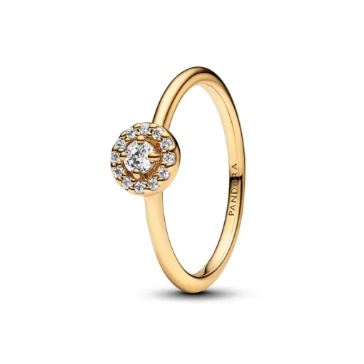 Pandora - Rund pavé Halo ring i forgyldt - 163554c01