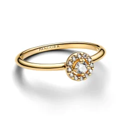 Pandora - Rund pavé Halo ring i forgyldt - 163554c01