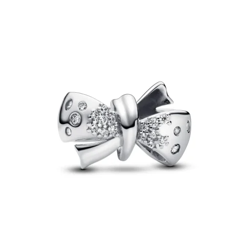 Pandora - Sløjfe charm i sølv med sten af zirkonia - 793442c01