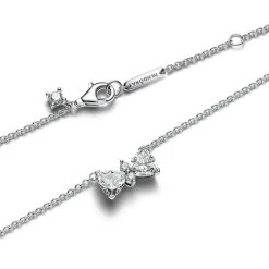 Pandora - Sløjfe  halskæde i sølv med zirkonia sten - 393509c01-45