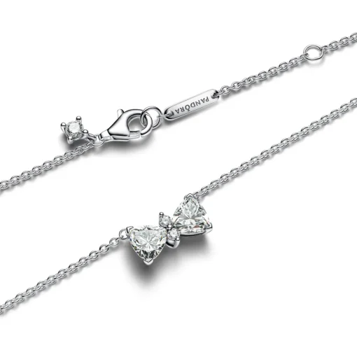 Pandora - Sløjfe  halskæde i sølv med zirkonia sten - 393509c01-45
