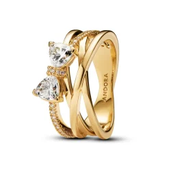 Pandora - Sløjfe ring i forgyldt med sten af zirkonia - 163511c01
