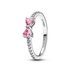 Pandora - Sølv ring med sløjfe og Pink zirkonia - 193510c01