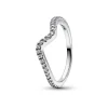 Pandora - Sølv wave ring med funklende zirkoia sten - 192539c01