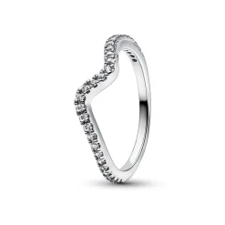 Pandora - Sølv wave ring med funklende zirkoia sten - 192539c01