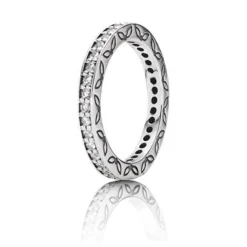 Pandora - Sølvring med zirkonia og mønster - 190618cz