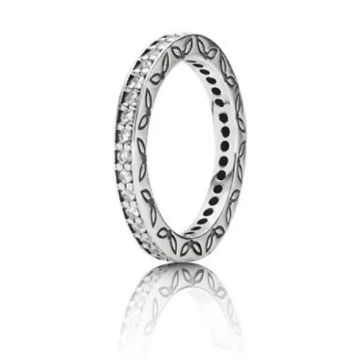 Pandora - Sølvring med zirkonia og mønster - 190618cz