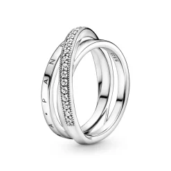 Pandora - Snoet signatur ring med sten - 199057c01