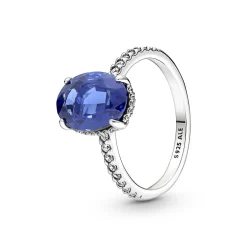 Pandora - Statement halo ring med blå sten - 190056C01