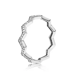 Pandora - Takket sølv ring med sten - 197751cz