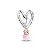 Pandora - To tonet hjertecharm med opal - 783242c01