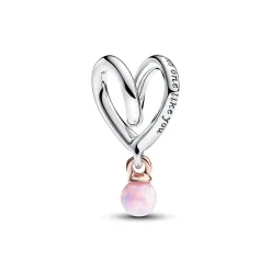 Pandora - To tonet hjertecharm med opal - 783242c01