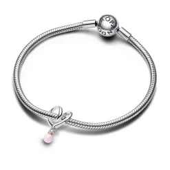 Pandora - To tonet hjertecharm med opal - 783242c01