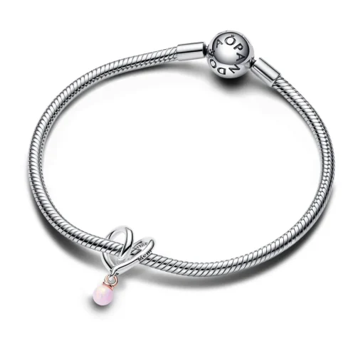 Pandora - To tonet hjertecharm med opal - 783242c01