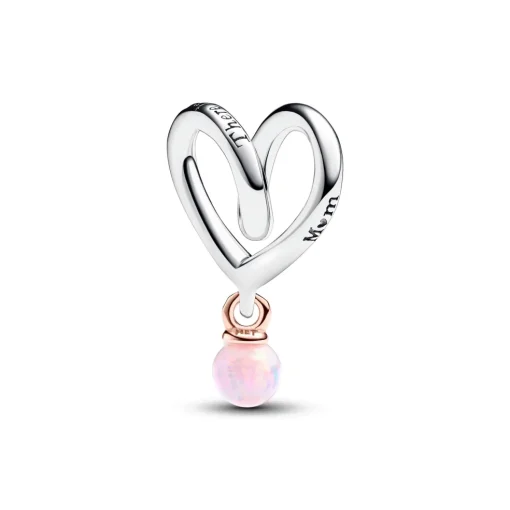 Pandora - To tonet hjertecharm med opal - 783242c01