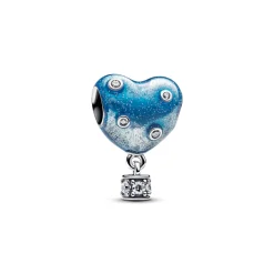 Pandora - Varmluftsballon blåt hjerte charm i sølv - 793595c01