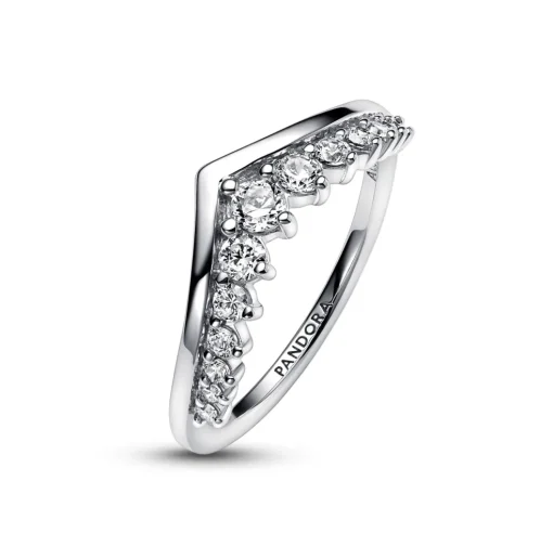 Pandora - Wishbone sølv ring med sten - 192320c01