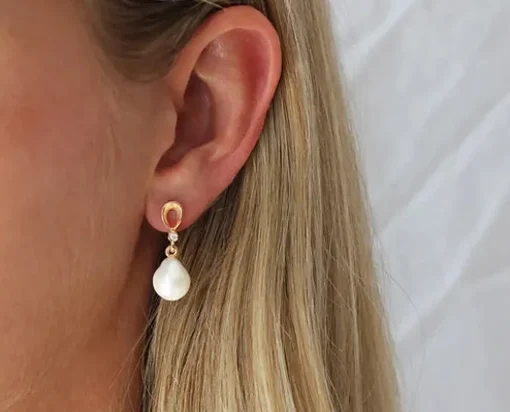 Per Borup - Violina 14kt øreringe med perle og brillant - 1089Ø