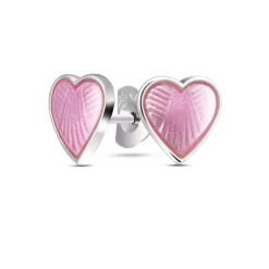 Pia & Per - Børne sølv ørestik med pink emalje hjerte - 2200601