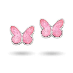 Pia & Per - Sommerfugle ørestikker med pink emalje - 3200601