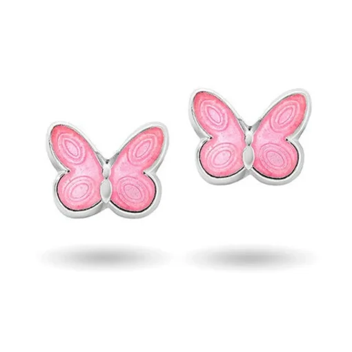 Pia & Per - Sommerfugle ørestikker med pink emalje - 3200601