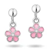 Pia&Per - Blomster ørering med pink og hvid emalje - 90000601