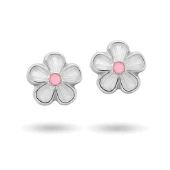 Pia&Per - Blomster ørestik med hvid emalje - 9000603