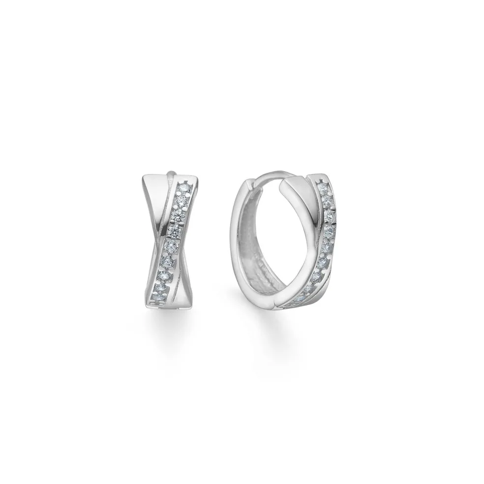 Randers Sølv - Sølv creoler med sten af zirkonia - 502213