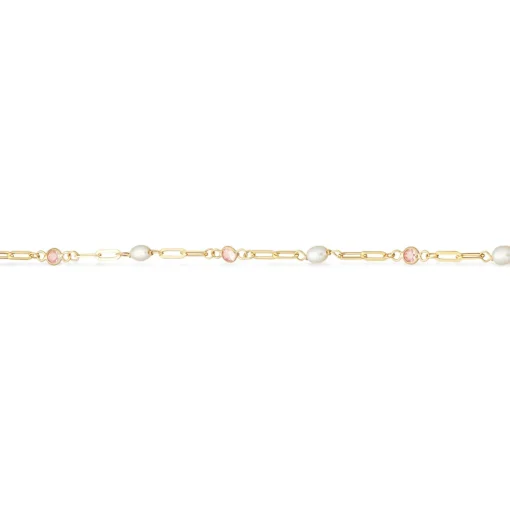 Scrouples - 8 karat armbånd med rosa sten og perler - 34063a.m