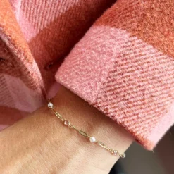 Scrouples - 8 karat armbånd med rosa sten og perler - 34063a.m