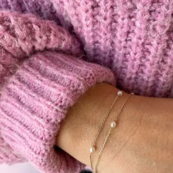Scrouples - 9 karat dobbelt guld armbånd med perler - 33873a,m