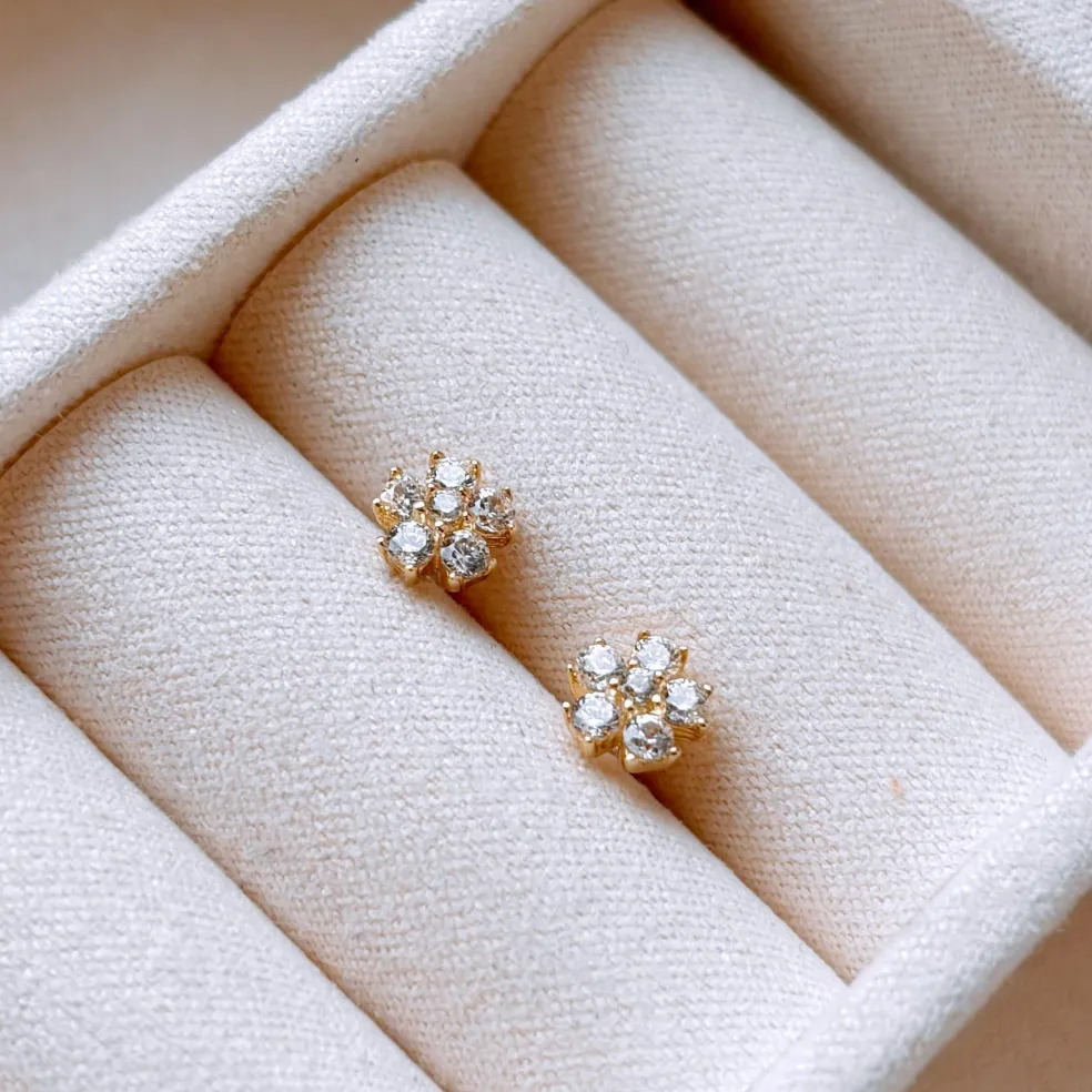 Scrouples - 8 karat guld blomster ørestikker - 124803