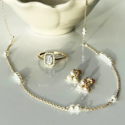 Scrouples - 8 karat guld halskæde med perler - 34153h,m