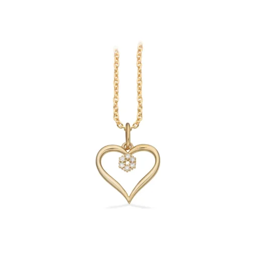 Scrouples - 8 karat guld hjerte vedhæng med 5 diamanter - 214843