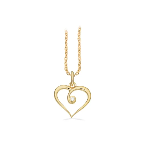 Scrouples -  8 karat guld hjerte vedhæng med 0,02 ct. diamant - 214833