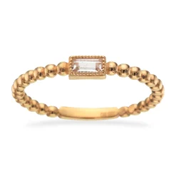 Scrouples - 8 karat guld kugle ring med baguette zirkonia - 712953