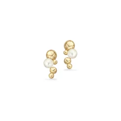 Scrouples - 8 karat guld kugle ørestikker med perle - 123563