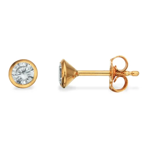 Scrouples - 8 karat guld øreringe med zirkonia sten, 4mm - 112053