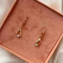 Scrouples - 8 karat guld øreringe i dobbelt dråbe design - 124364