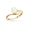 Scrouples - 8 karat guld ring med ferskvandsperle og zirkonia - 714243